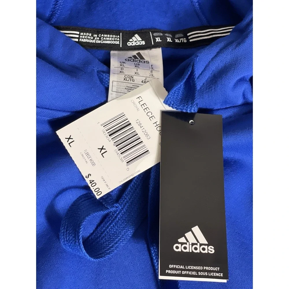 adidas Men's Fleece Hoodie Royal Blue Size XL New